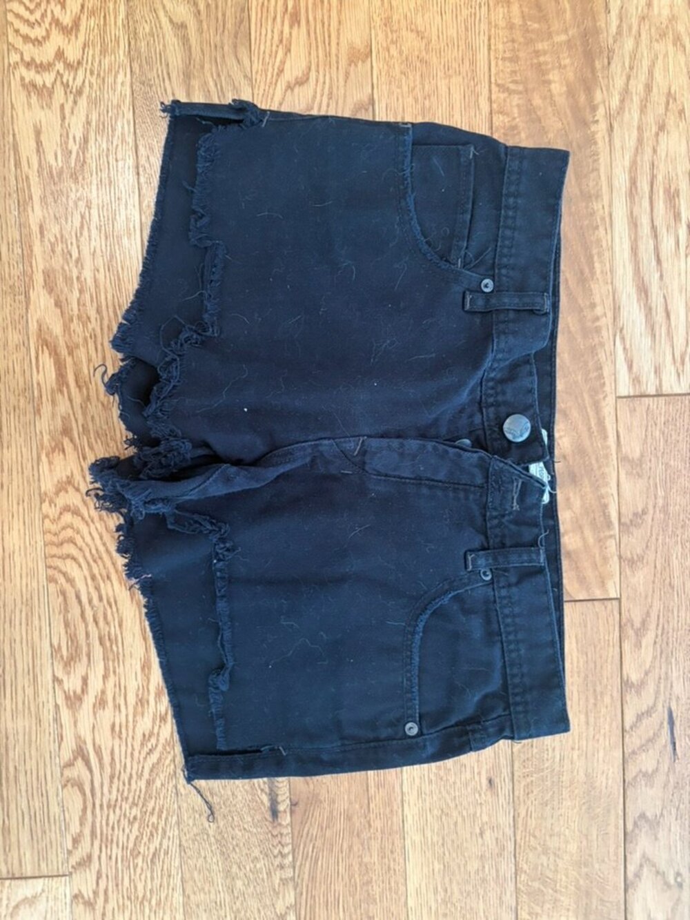 Free People Black Distressed Denim Cutoff Shorts Women's Size 28 Frayed Hem